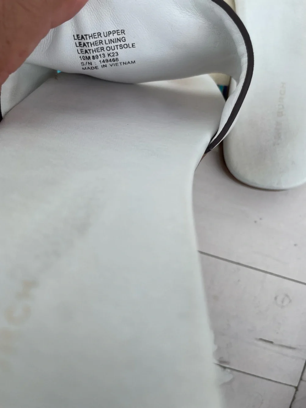 Tory Burch White Leather Logo Slide Sandals